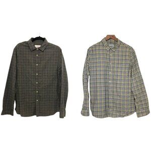 GOODFELLOW Shirts Men's L/XL Gray Yellow Multicolor Button Down Striped Bundle